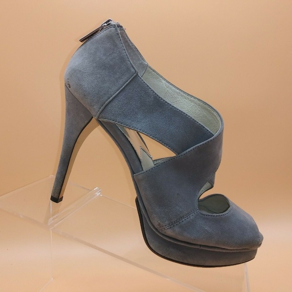 Michael Kors Gray Suede Peep Toe Pump Womens 7.5 M - Picture 1 of 8